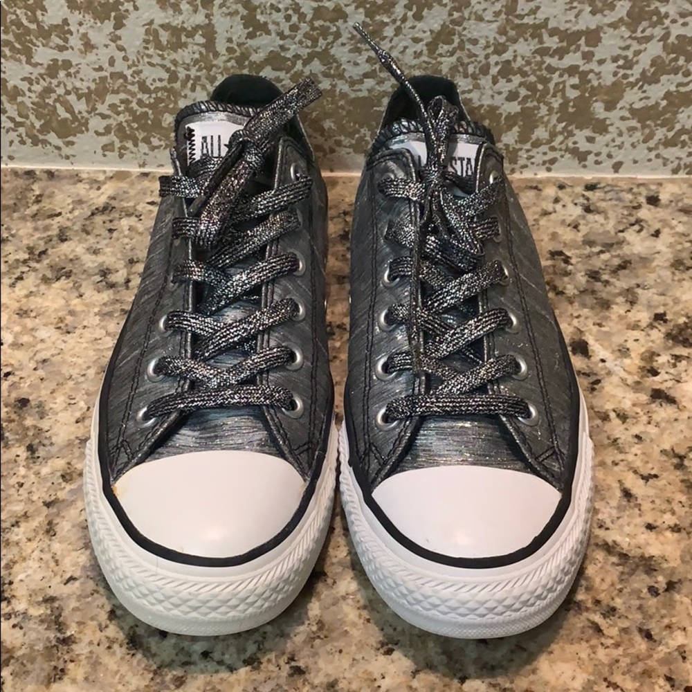 Silver sparkly Converse